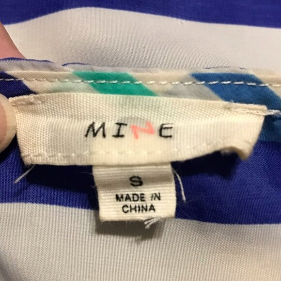 Mine Multi Color Stripe Tank Top Blouse Small  4 - 6100% Polyester Open Slit - Picture 6 of 11